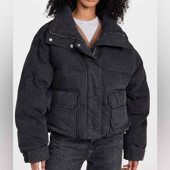 Agolde Jackets & Blazers - AGOLDE Relaxed 
Nova Denim Puffer In Marbled Blk (washed BIk) Puffer Jacket XS